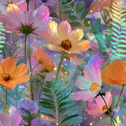 Dreamy Cosmos Floral Ferns Pattern 5 Quilting Cotton Fabric