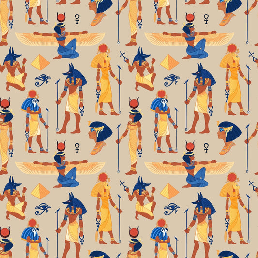 Egyptian Hieroglyphs Pattern 14 Quilting Cotton Fabric