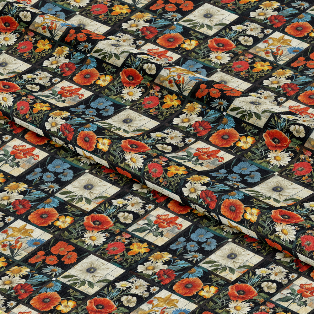 Eliza's Floral Grids Pattern 13 Quilting Cotton Fabric