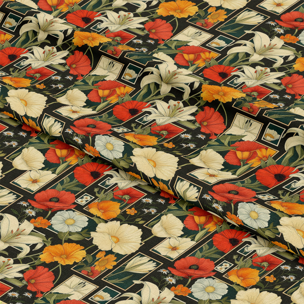 Eliza's Floral Grids Pattern 16 Quilting Cotton Fabric