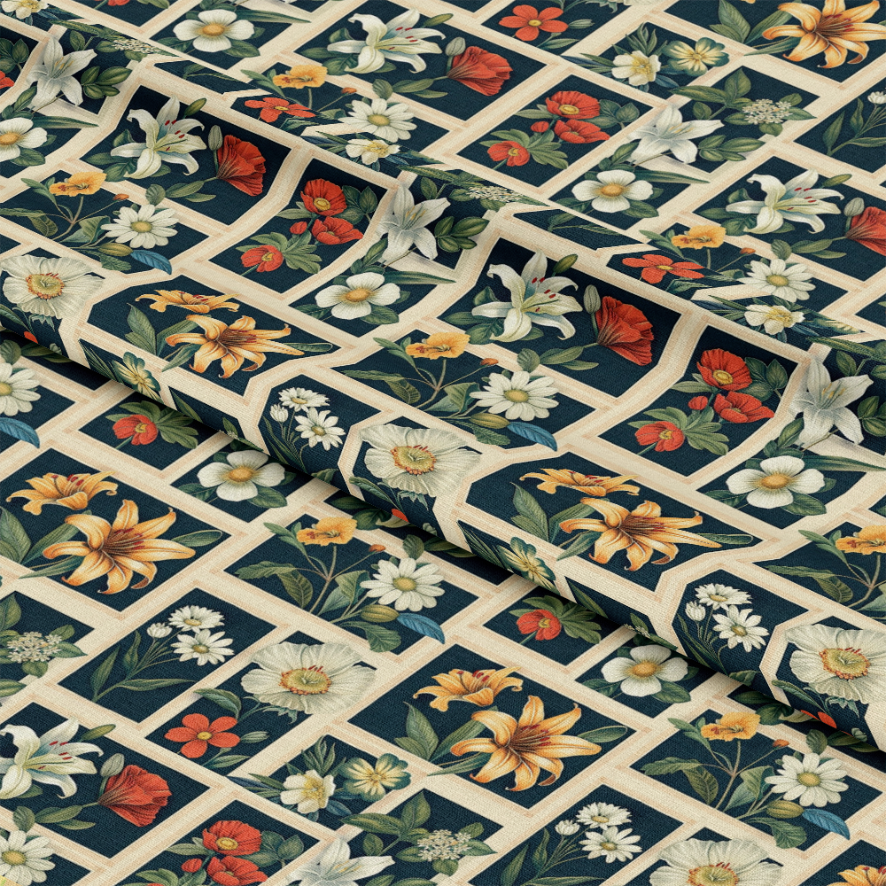 Eliza's Floral Grids Pattern 3 Quilting Cotton Fabric