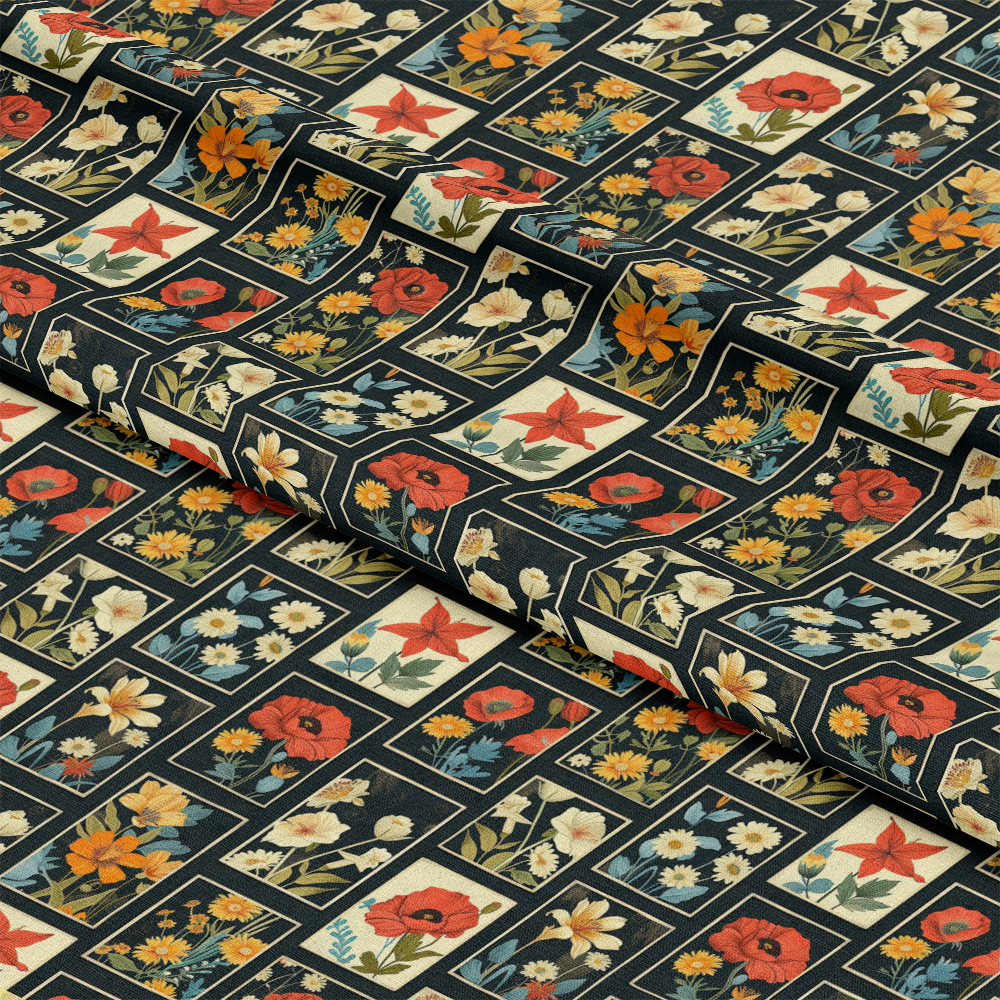 Eliza's Floral Grids Pattern 9 Quilting Cotton Fabric