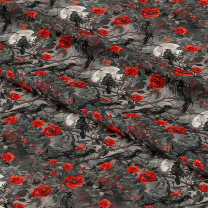 Evil Crows and Roses Pattern 10 Quilting Cotton Fabric