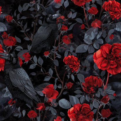 Evil Crows and Roses Pattern 11 Quilting Cotton Fabric