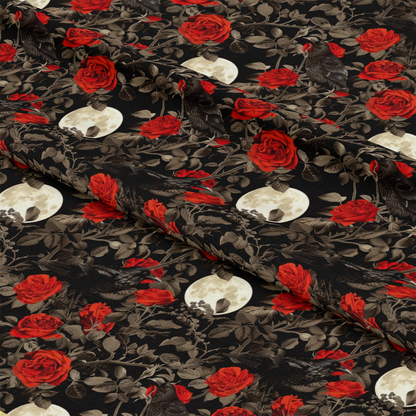 Evil Crows and Roses Pattern 12 Quilting Cotton Fabric