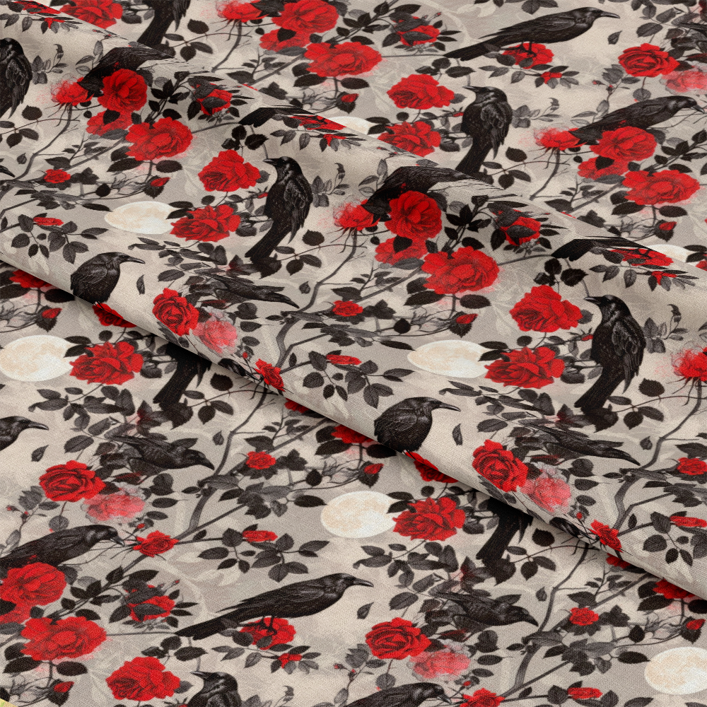 Evil Crows and Roses Pattern 1 Quilting Cotton Fabric