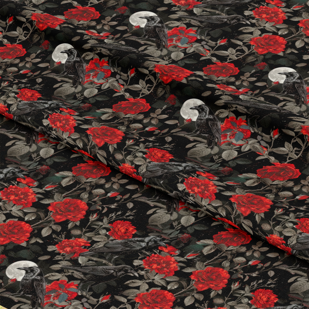 Evil Crows and Roses Pattern 2 Quilting Cotton Fabric