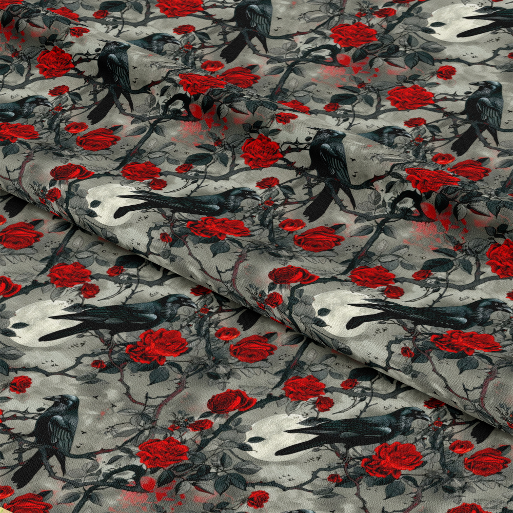 Evil Crows and Roses Pattern 3 Quilting Cotton Fabric