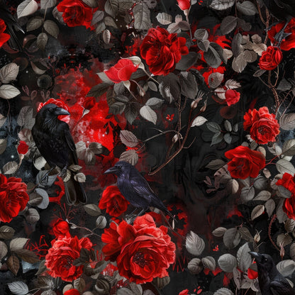 Moonlit Raven Garden Pattern 4 Minky Fabric