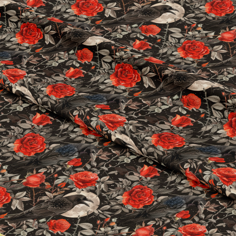 Evil Crows and Roses Pattern 5 Quilting Cotton Fabric