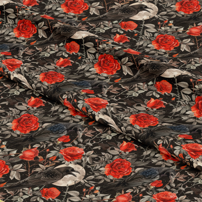 Evil Crows and Roses Pattern 5 Quilting Cotton Fabric