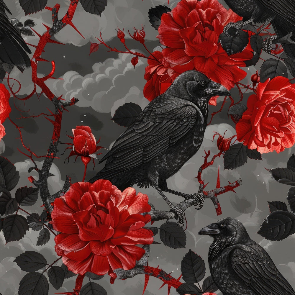Moonlit Raven Garden Pattern 9 Minky Fabric