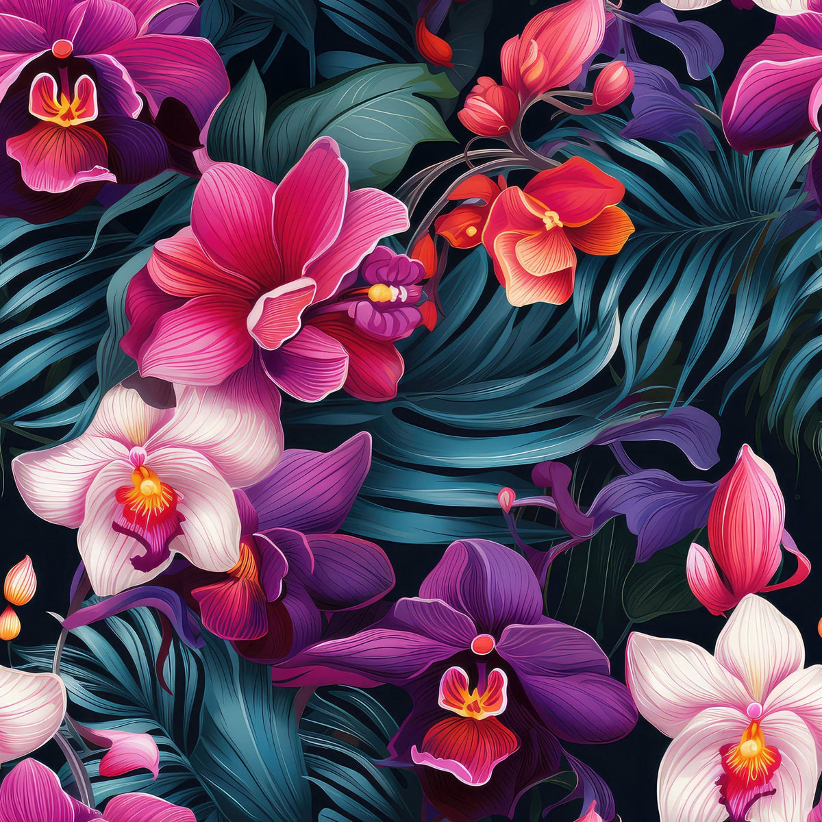 Midnight Jungle Blooms Pattern 10 Minky Fabric