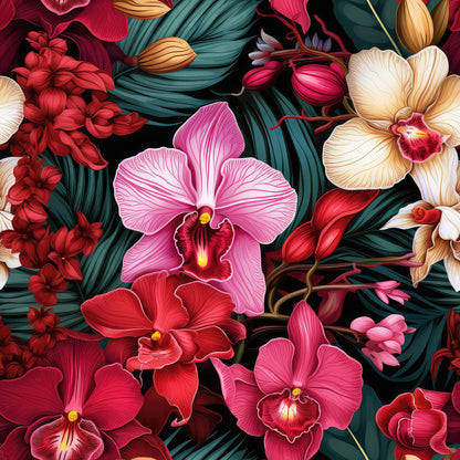Midnight Jungle Blooms Pattern 11 Minky Fabric