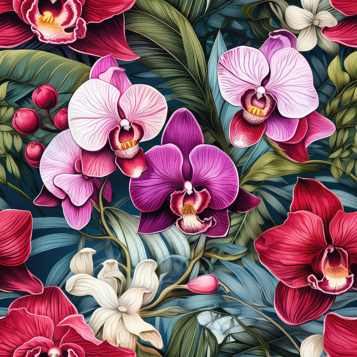 Midnight Jungle Blooms Pattern 12 Minky Fabric