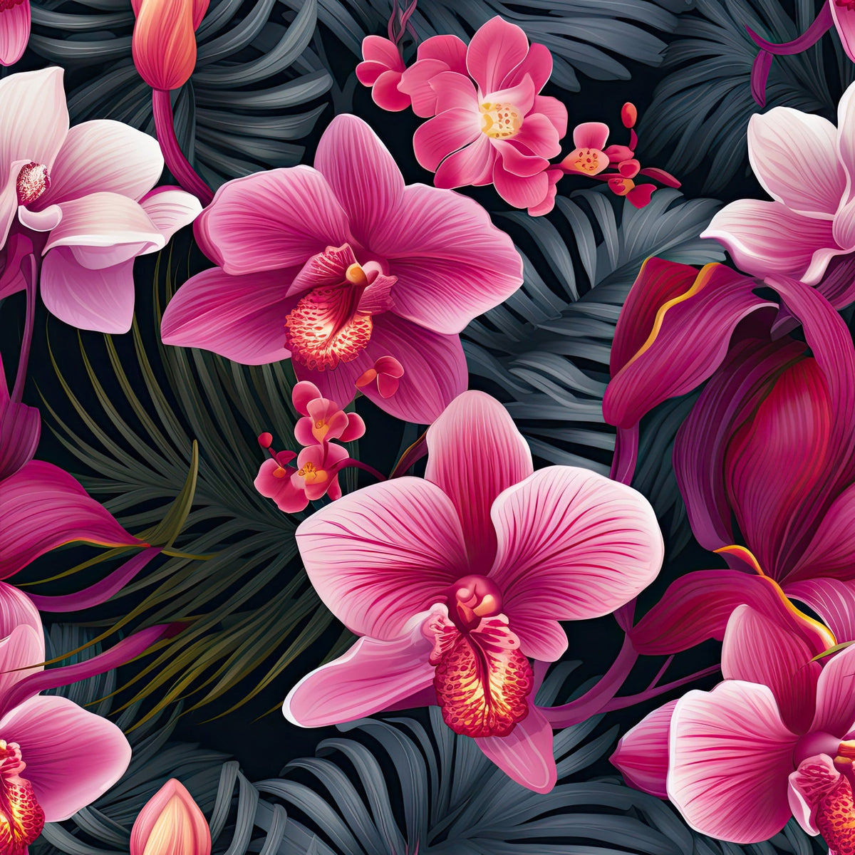 Midnight Jungle Blooms Pattern 1 Minky Fabric