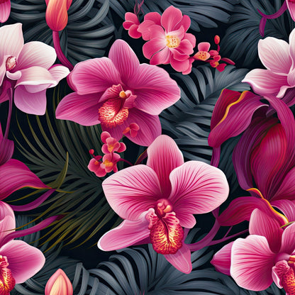 Midnight Jungle Blooms Pattern 1 Minky Fabric