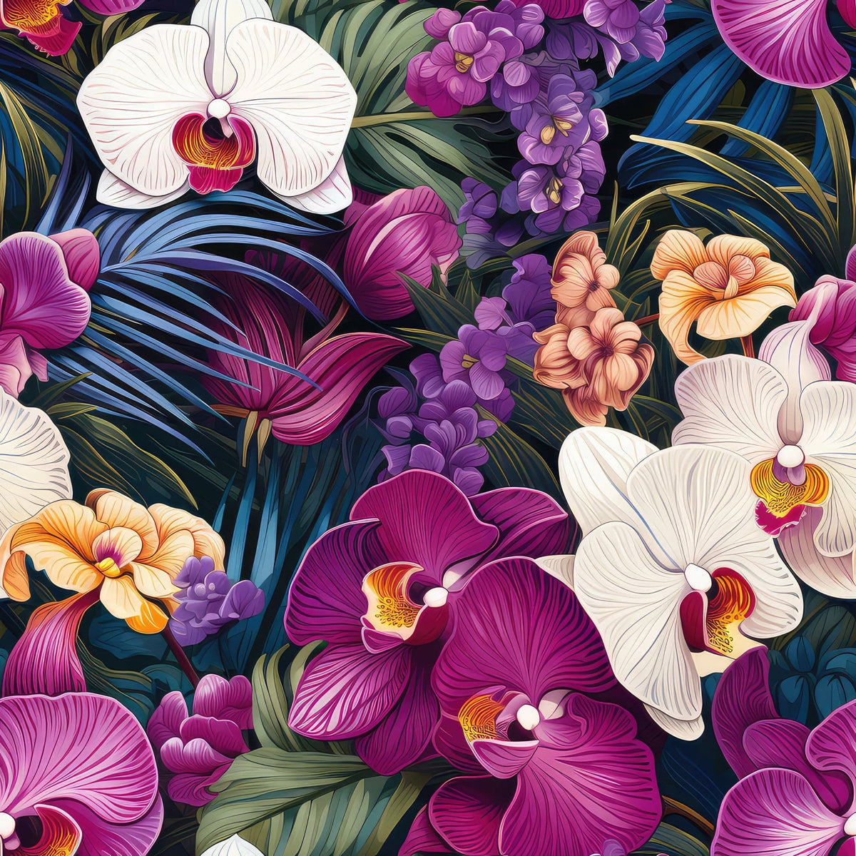 Midnight Jungle Blooms Pattern 2 Minky Fabric