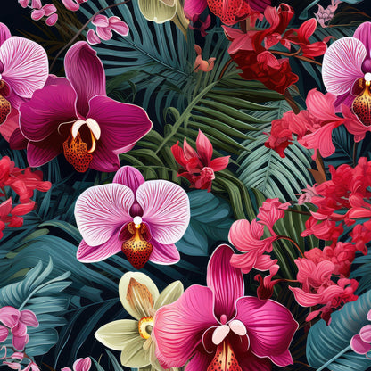 Midnight Jungle Blooms Pattern 3 Minky Fabric