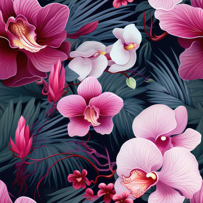 Midnight Jungle Blooms Pattern 7 Minky Fabric