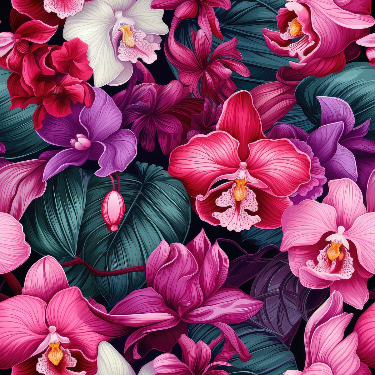 Midnight Jungle Blooms Pattern 8 Minky Fabric