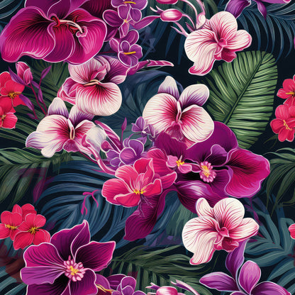 Midnight Jungle Blooms Pattern 9 Minky Fabric