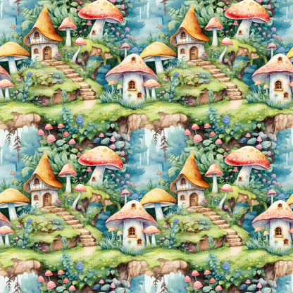 Fairy Houses Pattern 1 Quilting Cotton Fabric