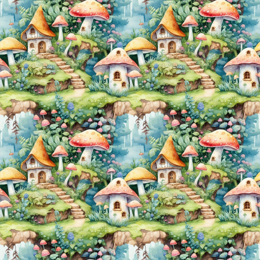 Fairy Houses Pattern 1 Quilting Cotton Fabric