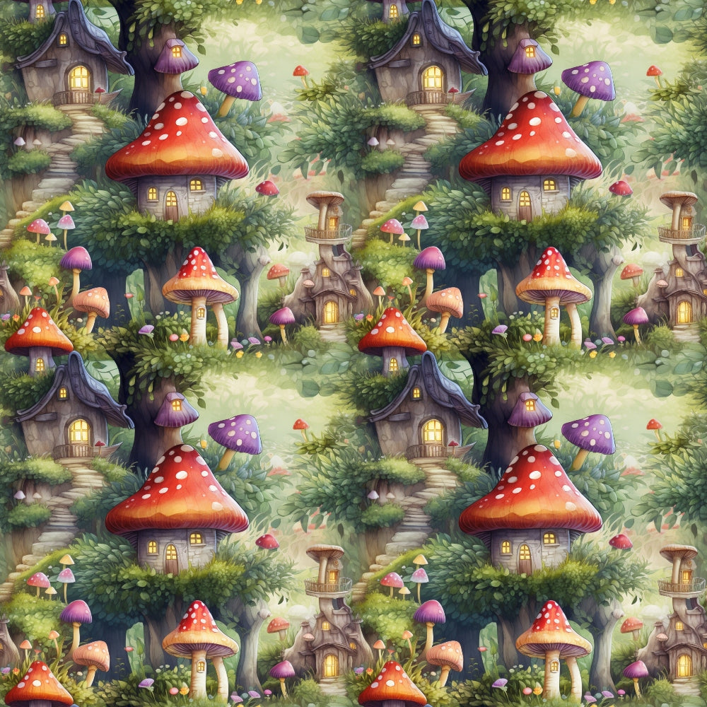 Toadstool Village Pattern 12 Minky Fabric