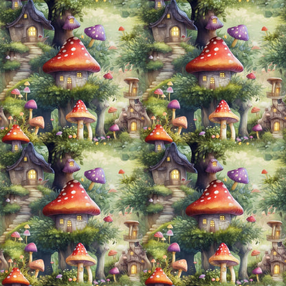 Toadstool Village Pattern 12 Minky Fabric