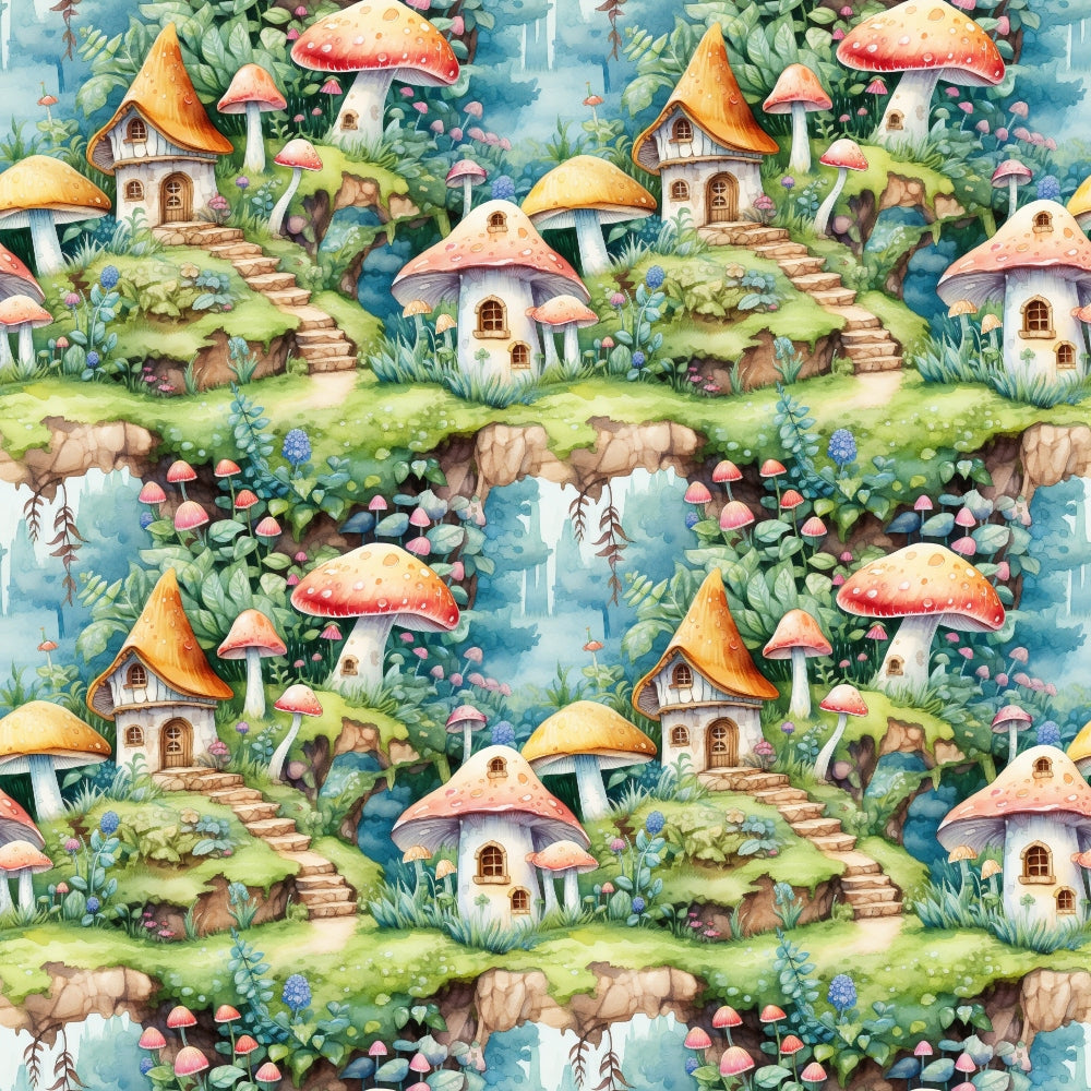 Toadstool Village Pattern 1 Minky Fabric