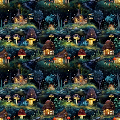 Fairy Houses Pattern 3 Quilting Cotton Fabric