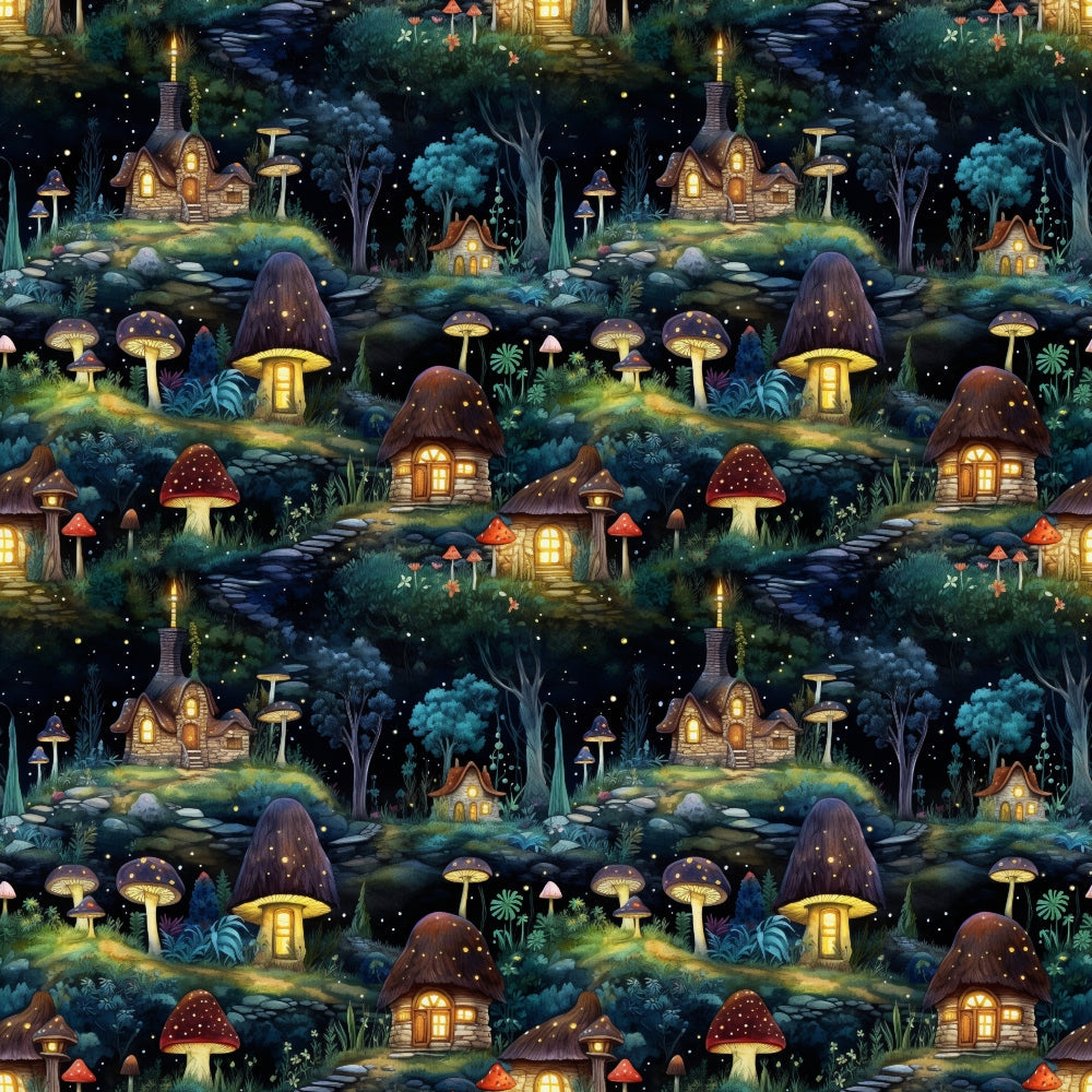 Toadstool Village Pattern 3 Minky Fabric