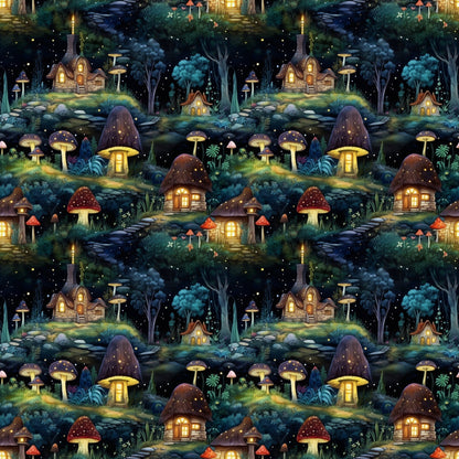 Toadstool Village Pattern 3 Minky Fabric