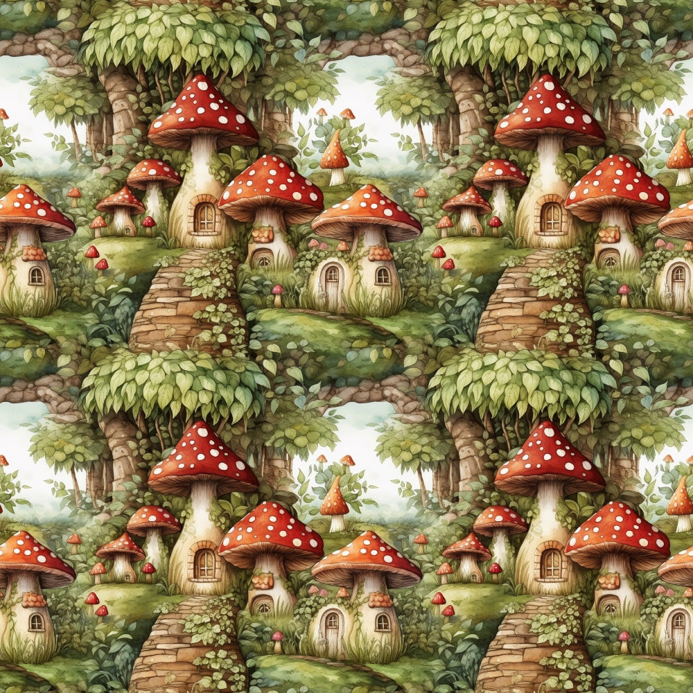 Fairy Houses Pattern 4 Quilting Cotton Fabric