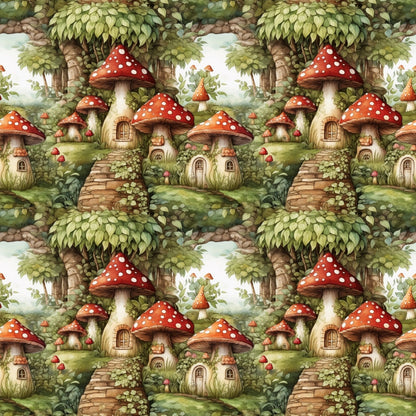 Fairy Houses Pattern 4 Quilting Cotton Fabric