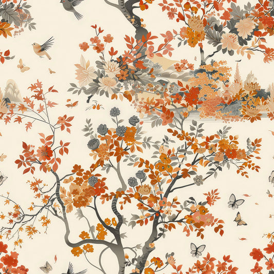 Fall Cottagecore Chinoiserie Pattern 3 Quilting Cotton Fabric