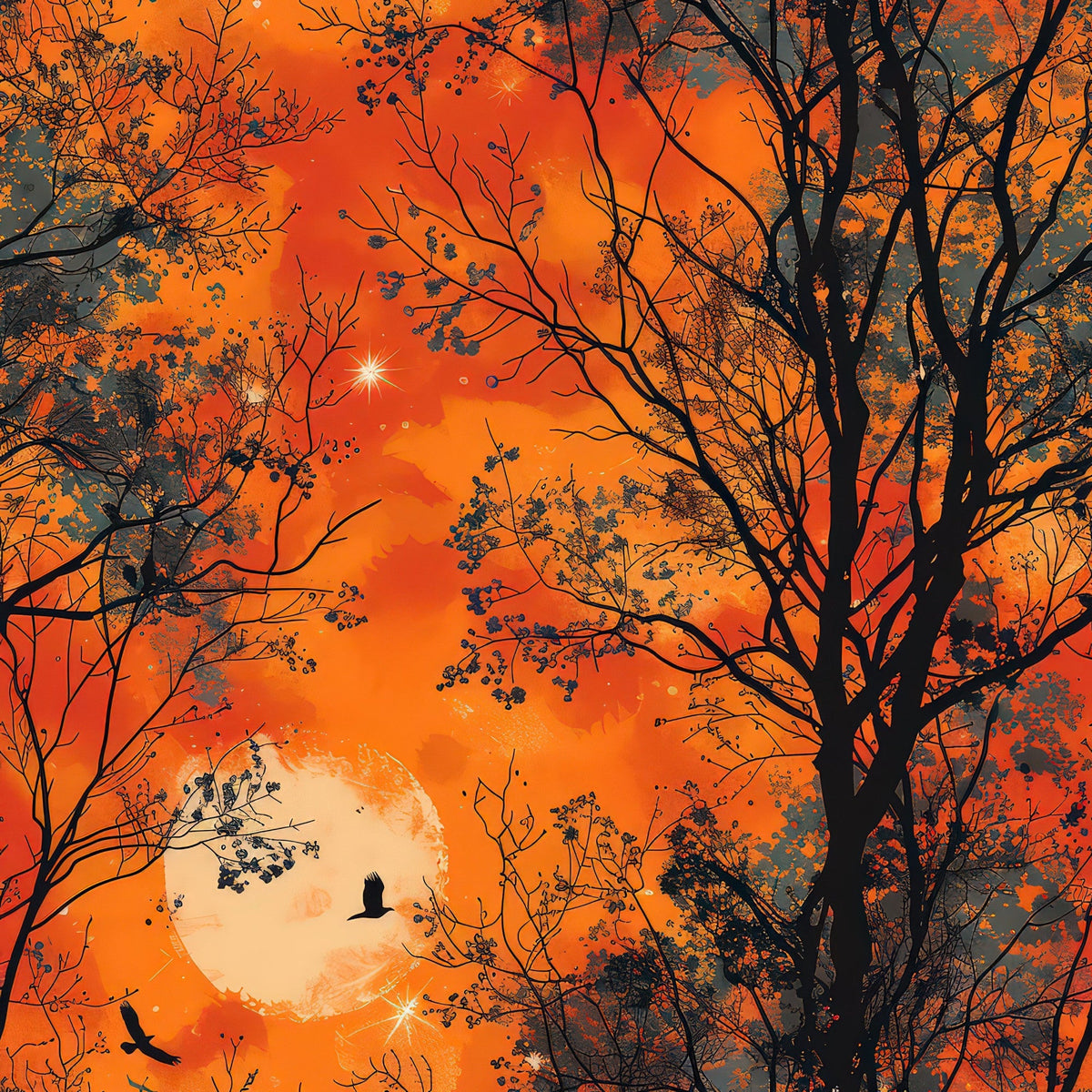 Harvest Moon Branches Pattern 4 Minky Fabric