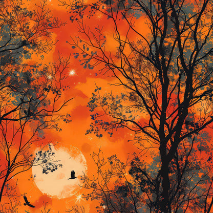 Harvest Moon Branches Pattern 4 Minky Fabric