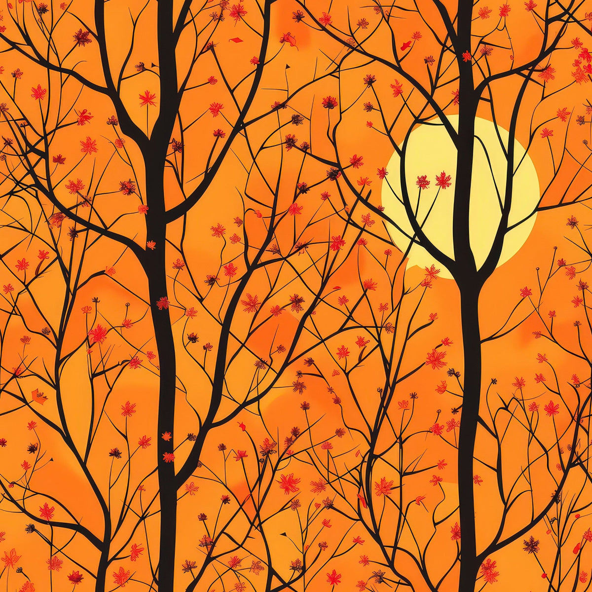 Harvest Moon Branches Pattern 7 Minky Fabric