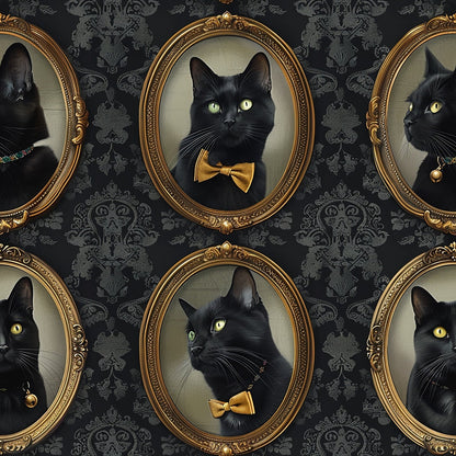 Fancy Feline Portraits Pattern 1 Quilting Cotton Fabric