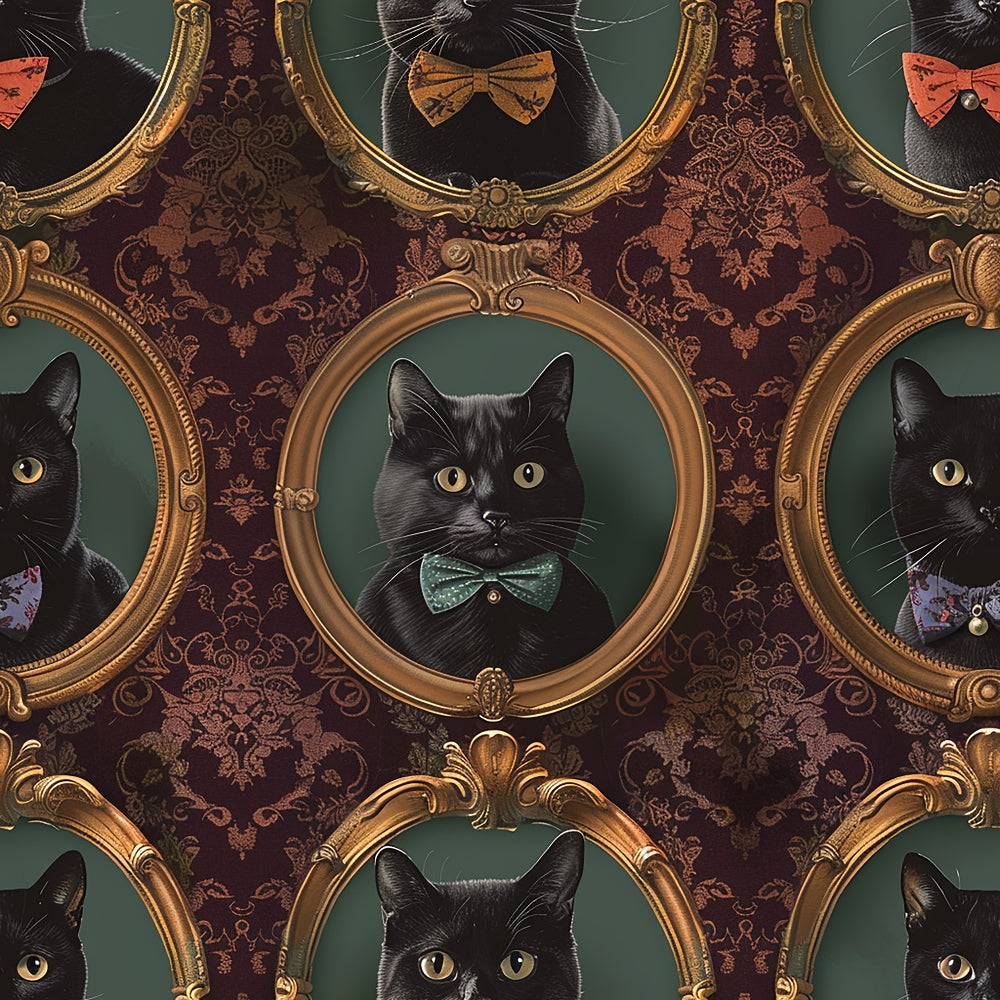 Fancy Feline Portraits Pattern 10 Quilting Cotton Fabric