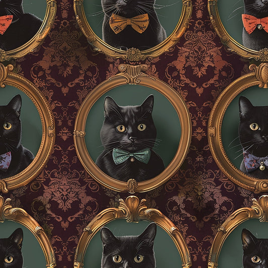 Fancy Feline Portraits Pattern 10 Quilting Cotton Fabric