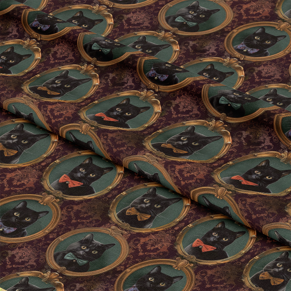 Fancy Feline Portraits Pattern 10 Quilting Cotton Fabric