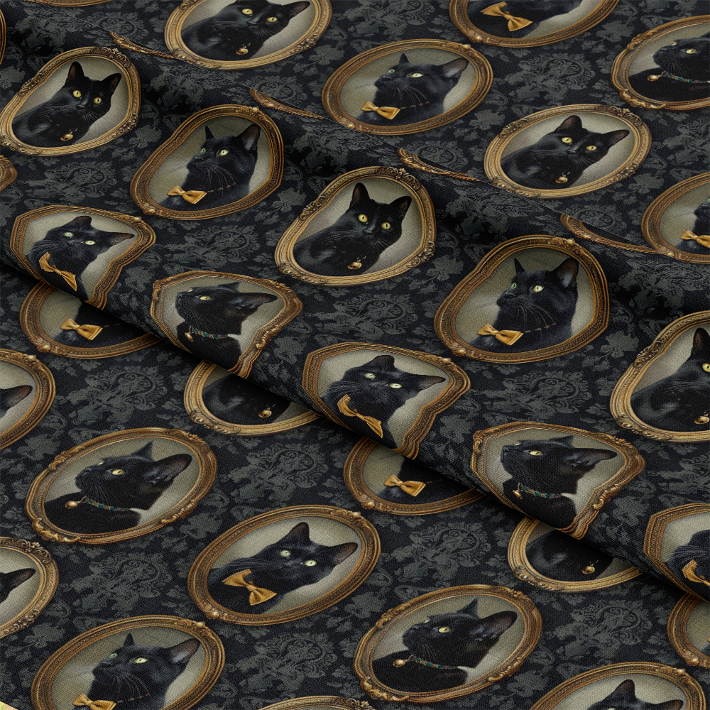 Fancy Feline Portraits Pattern 1 Quilting Cotton Fabric