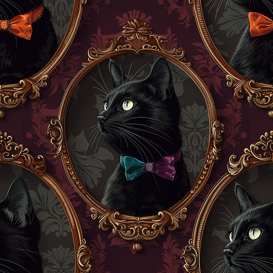 Fancy Feline Portraits Pattern 2 Quilting Cotton Fabric
