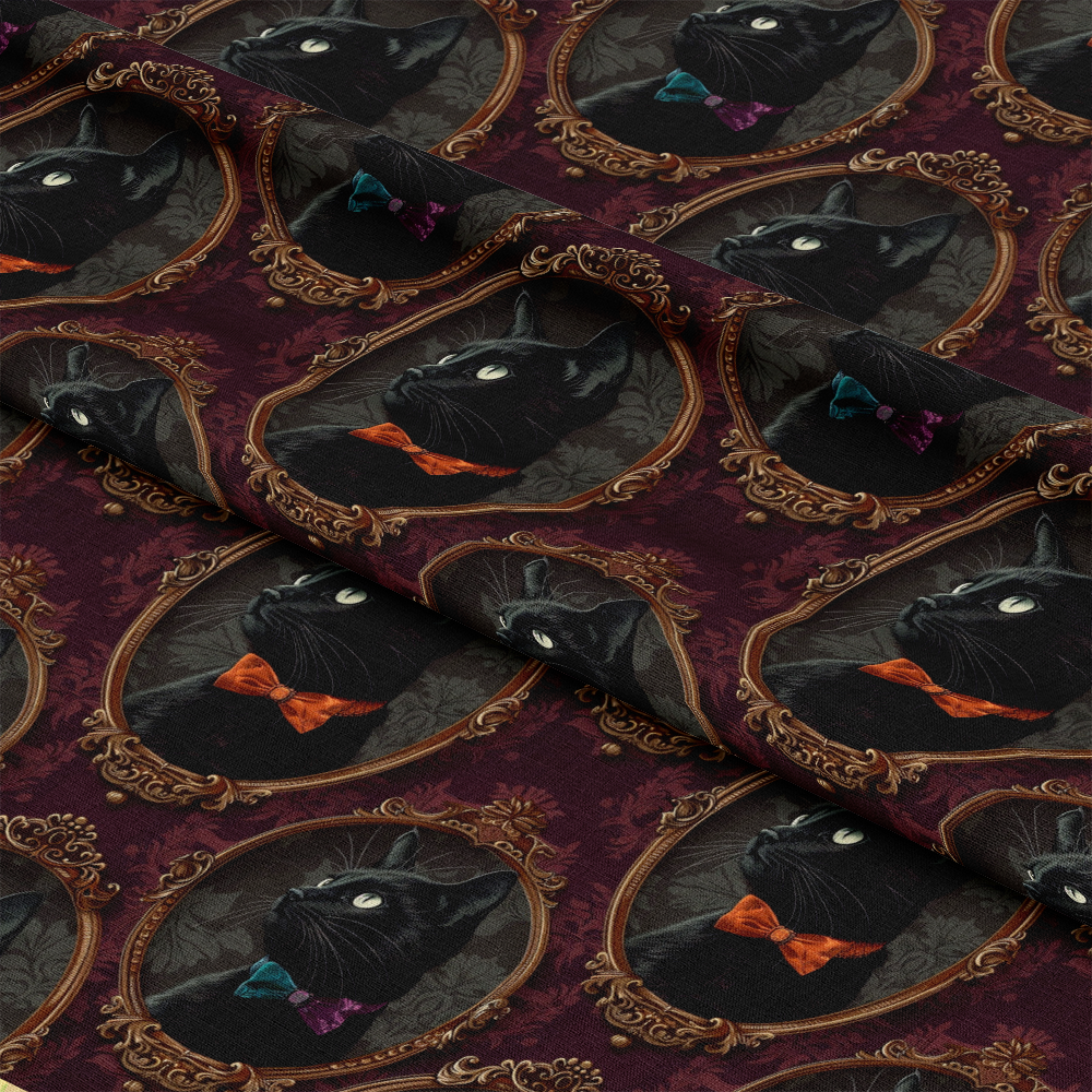 Fancy Feline Portraits Pattern 2 Quilting Cotton Fabric