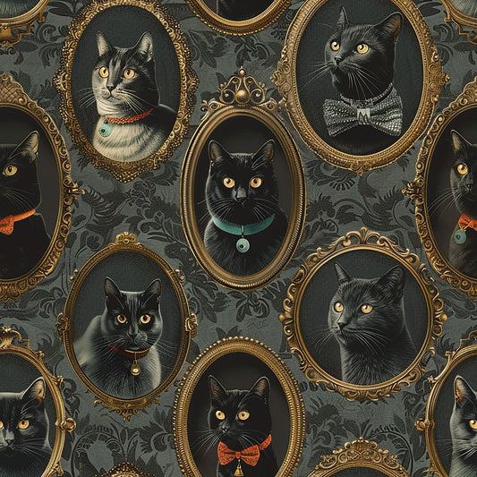 Fancy Feline Portraits Pattern 3 Quilting Cotton Fabric