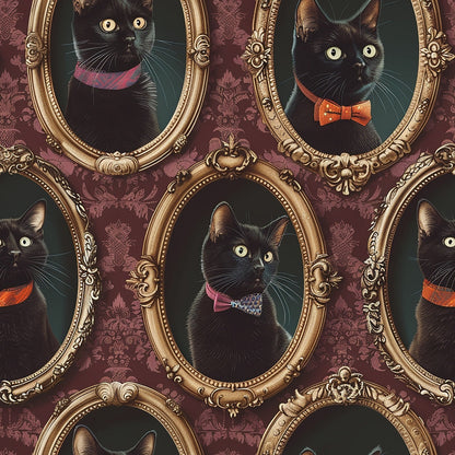 Fancy Feline Portraits Pattern 5 Quilting Cotton Fabric