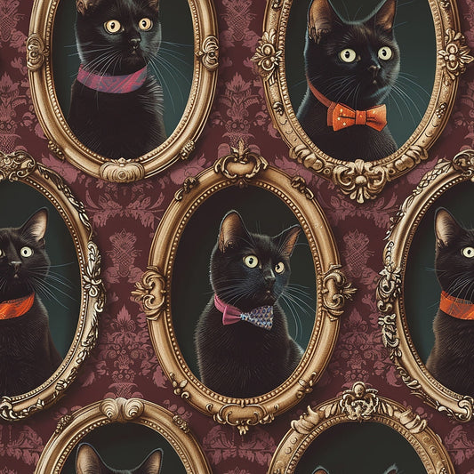 Fancy Feline Portraits Pattern 5 Quilting Cotton Fabric